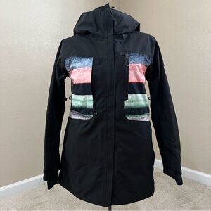 686 Mantra GLCR Insulated Snowboard Jacket Coat Women Sz Small Black Sunset,